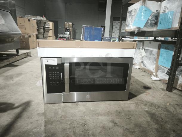 GE® 1.6 Cu. Ft. Over-the-Range Microwave Oven, Model JNM3163RJSS, stainless steel finish, control panel on left, recirculating venting.