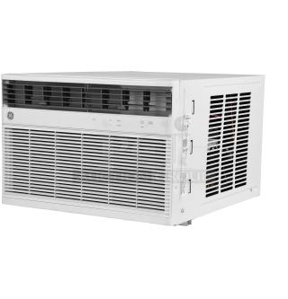 GE 8,000 BTU Smart Heat/Cool Window AC, Model AWGH08WWF. Features electronic controls, vents, and side grill. New condition.