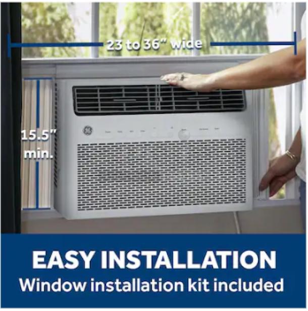 BRAND NEW GE® 14,000 BTU Smart Window Air Conditioner, model AWFS14WWL. Fits 23-36" windows, 15.5" min. height.