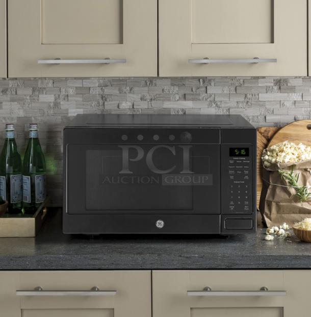 BRAND NEW SCRATCH AND DENT GE® 1.6 Cu. Ft. Countertop Microwave, Model GCST16S1WBB, black, digital display,  electronic controls.