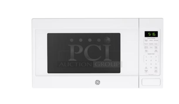 BRAND NEW GE® 1.6 Cu. Ft. Countertop Microwave Oven, Model GCST16S1WWW, scratch and dent, white, digital control panel.
