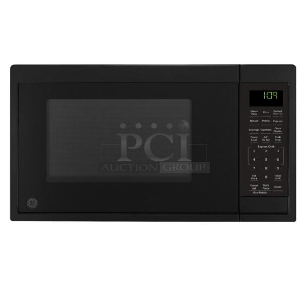 BRAND NEW Scratch and Dent GE® 0.9 Cu. Ft. Countertop Microwave Model GCST09N1WBB, black finish, features visible.