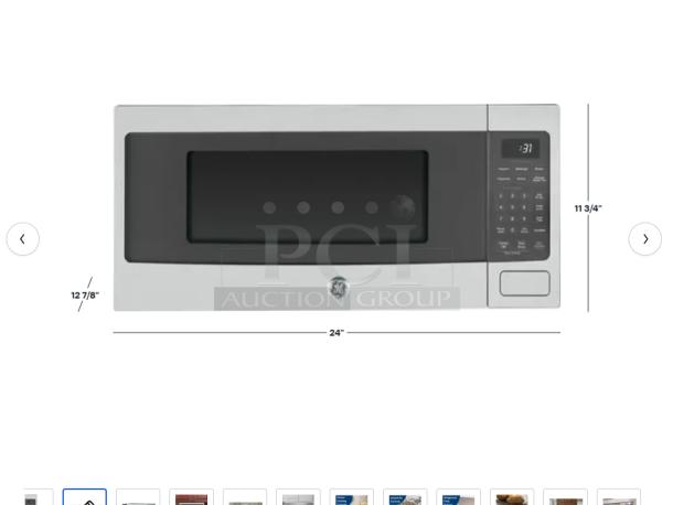 BRAND NEW GE Profile 1.1 Cu. Ft. countertop microwave, model PCHK11S1WSS, stainless steel, with minor scratches. Dimensions: 12 7/8"x24"x11 3/4".