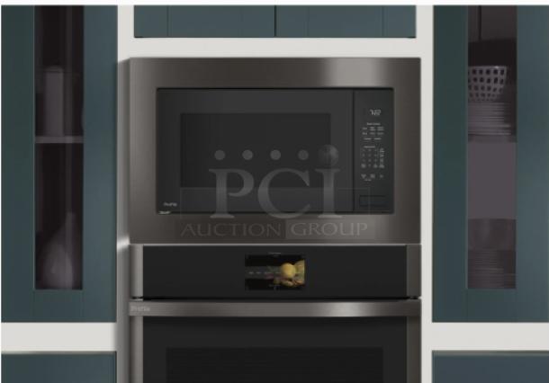 GE Profile built-in microwave, model PCWK22U1WDD, 2.2 cu. ft., gray, sensor cooking. Modern design, excellent condition.