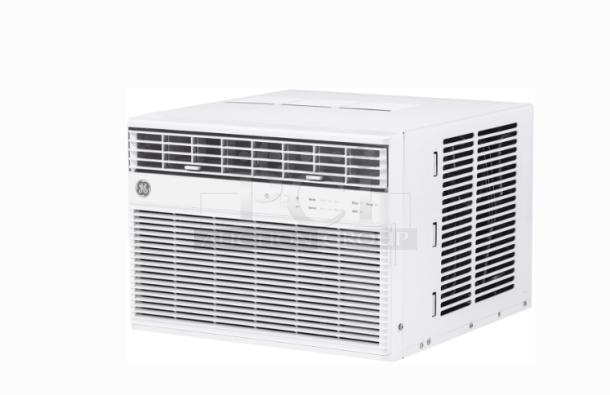 GE 10,000 BTU smart window air conditioner, model awcs10wwf, for medium rooms up to 450 sq. ft., in excellent condition.