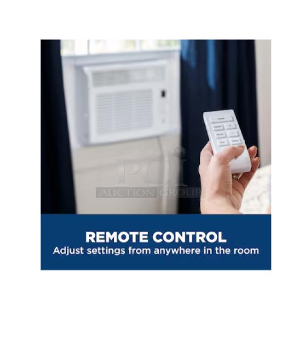 BRAND NEW GE 6,000 BTU window air conditioner, model AWFS06BWL, for small rooms up to 250 sq ft. Features remote control.