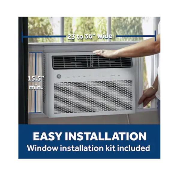 BRAND NEW GE 6,000 BTU window air conditioner, model AWFS14WWL. Fits 23-36" wide windows. Easy installation, kit included.