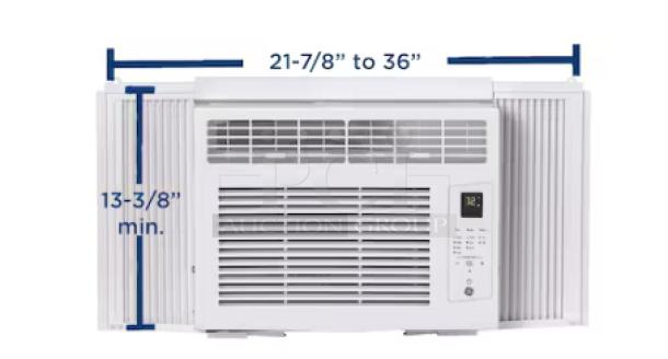 BRAND NEW GE 6,000-BTU window air conditioner, model AHQ06LYC, for small rooms; electronic controls, minor scratches.
