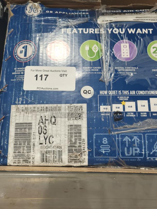 BRAND NEW SCRATCH AND DENT GE AHQ06LYC 6,000-BTU Window AC for Small Rooms; features eco mode, digital controls.