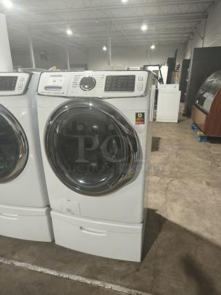 SAM: 27" Samsung front load washer, model WF45H6300AW/A2. Features Energy Star, 13 wash cycles, Steam, SuperSpeed. White.