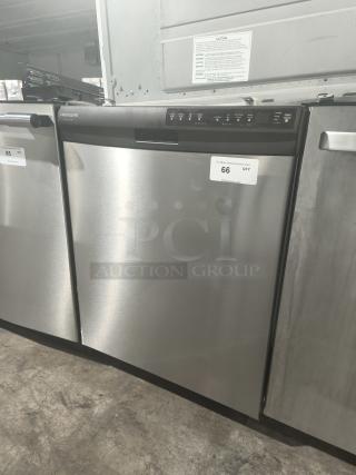 Frigidaire Gallery FGBD2445NF dishwasher, stainless steel, front control panel, excellent condition, auction tag visible.