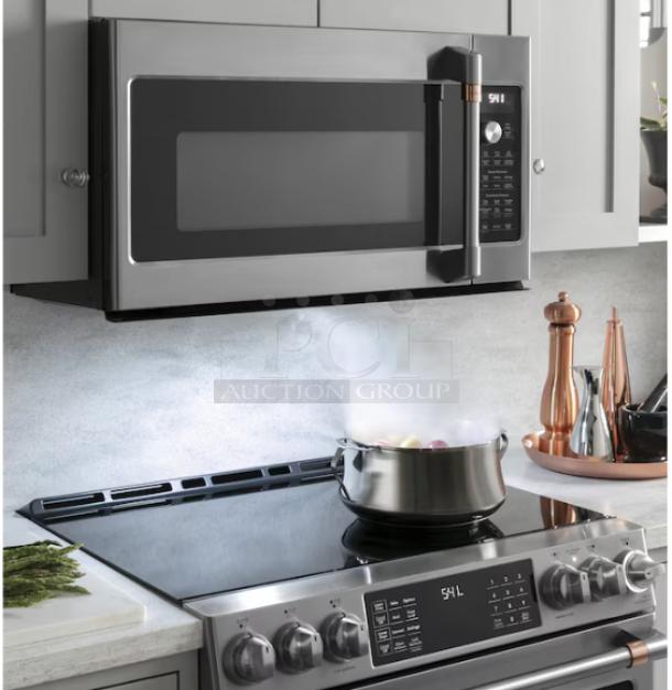 Café CVM517P4RW2 1.7 Cu. Ft. Convection Microwave in Matte White with air fry, sensor and steam cooking, 300 CFM exhaust fan.