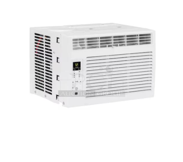 BRAND NEW GE 6,000 BTU window air conditioner, model AWFS06BWL, for rooms up to 250 sq. ft. Electronic controls visible.