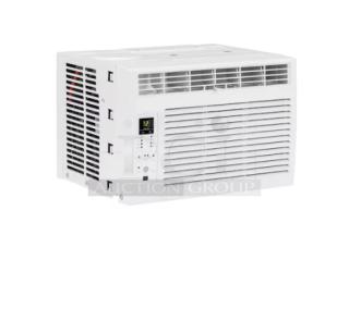BRAND NEW GE 6,000 BTU window air conditioner, model AWFS06BWL, for rooms up to 250 sq. ft. Electronic controls visible.