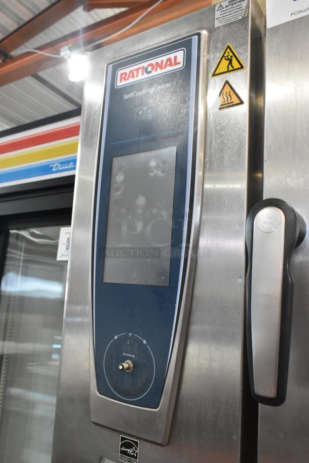Two 2019 Rational SCCWE62/SCCWE102 SelfCookingCenter stainless steel convection ovens, electric powered, 480V, 3 phase.