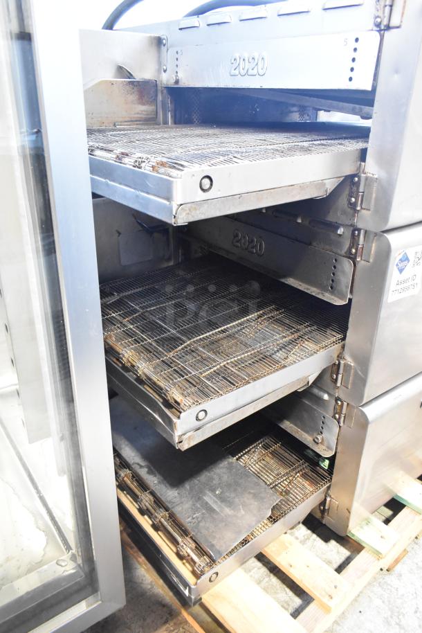 Three 2017 Turbochef HhC2020 stainless steel commercial electric conveyor ovens, 208/240V, 3-phase, visible.
