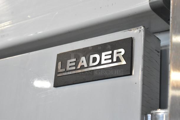 Leader ESFR54 Stainless Steel 2 Door Reach-In Cooler, 115V, 1 Phase, with poly-coated racks, commercial-grade.