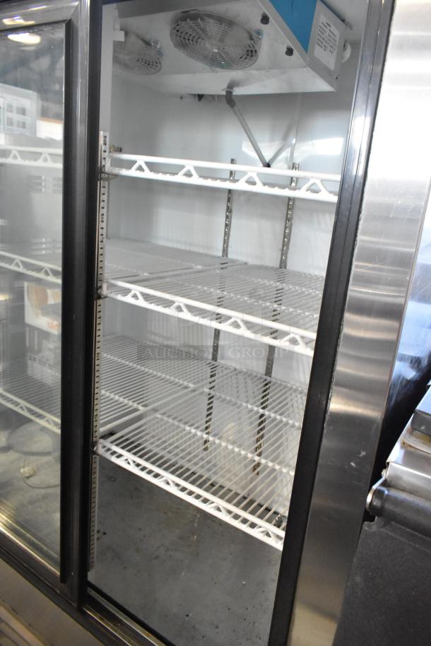 2017 Leader LS48SC 2-door commercial cooler, metal exterior, poly-coated racks, 115V, 1-phase, reach-in design.
