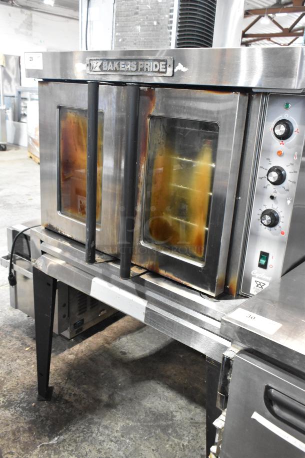 Bakers Pride BCO11G stainless steel convection oven with view-through doors, metal racks, thermostatic controls, 60,000 BTU.