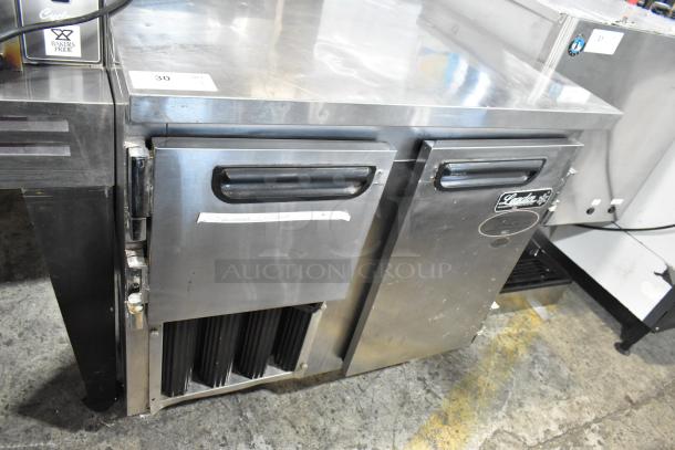 2017 Leader LB36S/C stainless steel 2-door undercounter cooler on casters, 115V, 1 Phase, in used condition.