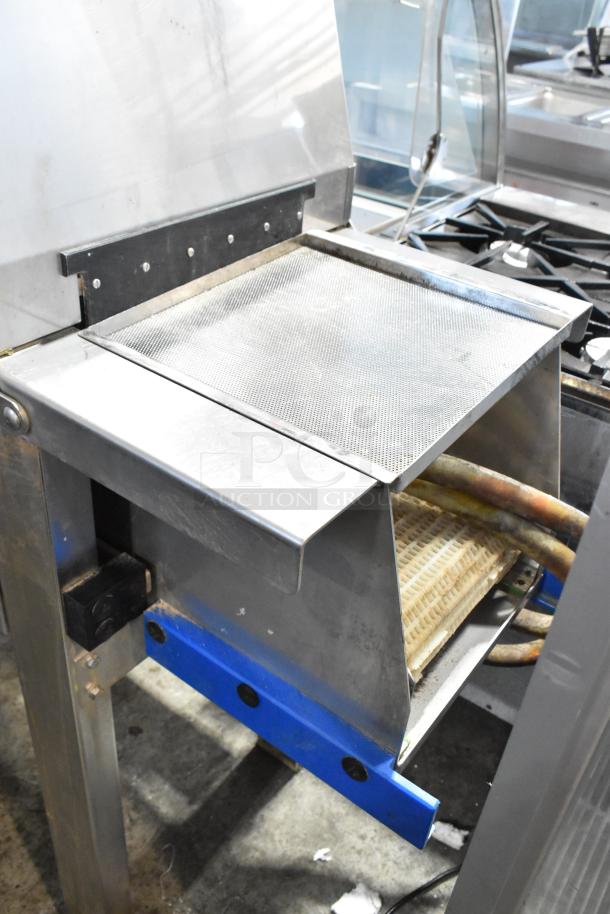 Pokomat P16/320 SI metal brine meat injection machine, floor style, on casters, 220V, visible wear, commercial use.