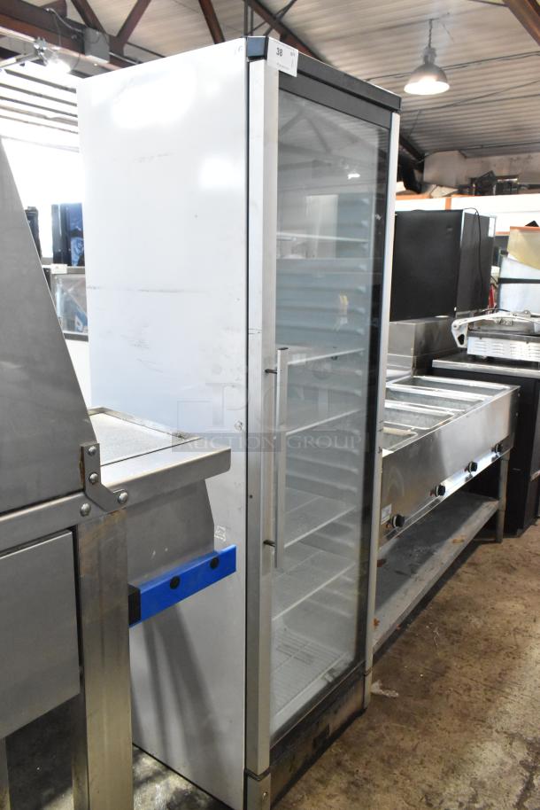 2022 Summit SCR1301 commercial reach-in cooler with glass door, metal finish, poly-coated racks, 115V, 1 phase.