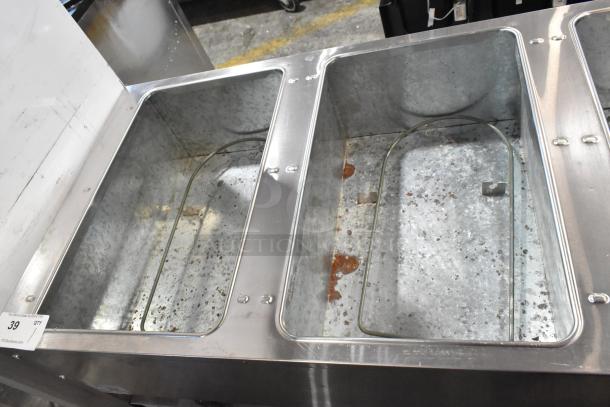 Adcraft ST-240/4 stainless steel steam table, 4 bays, commercial-grade, electric 208/240V, used condition, visible wear.