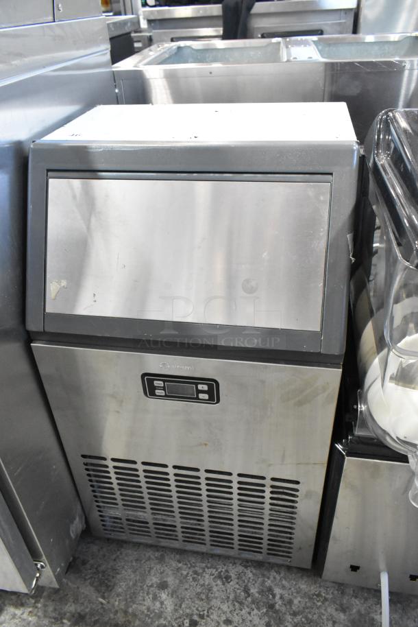 2023 Vremi Stainless Steel Commercial Ice Machine, undercounter, 115V, 1 phase, with control panel, few marks visible.
