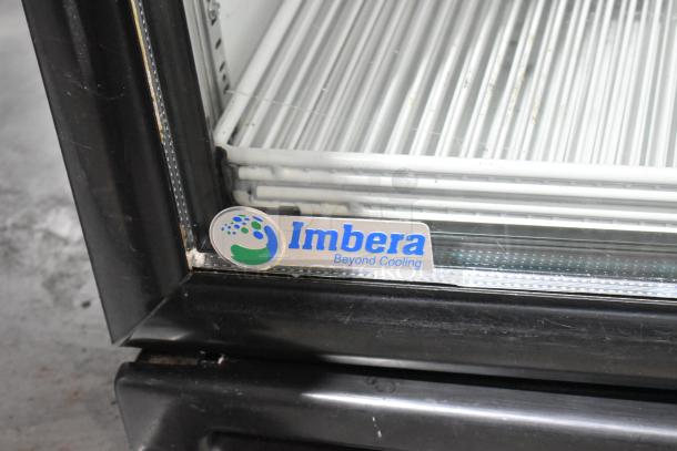 Imbera VR12 metal commercial single door reach-in cooler, 115 volts, 1 phase, with "Imbera Beyond Cooling" logo visible.