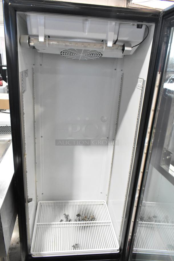 Imbera VR12 metal commercial single door reach-in cooler, 115 volts, 1 phase, white interior, with ventilation fan.