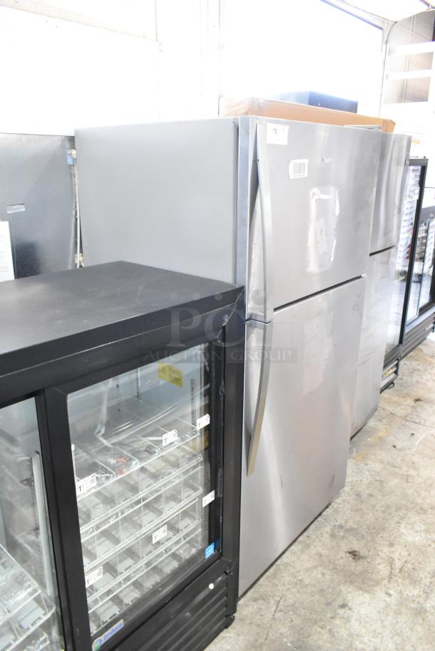 2024 Whirlpool WRT311FZDM15 stainless steel cooler with freezer. 115 Volts, 1 Phase. Visible minor cosmetic wear.