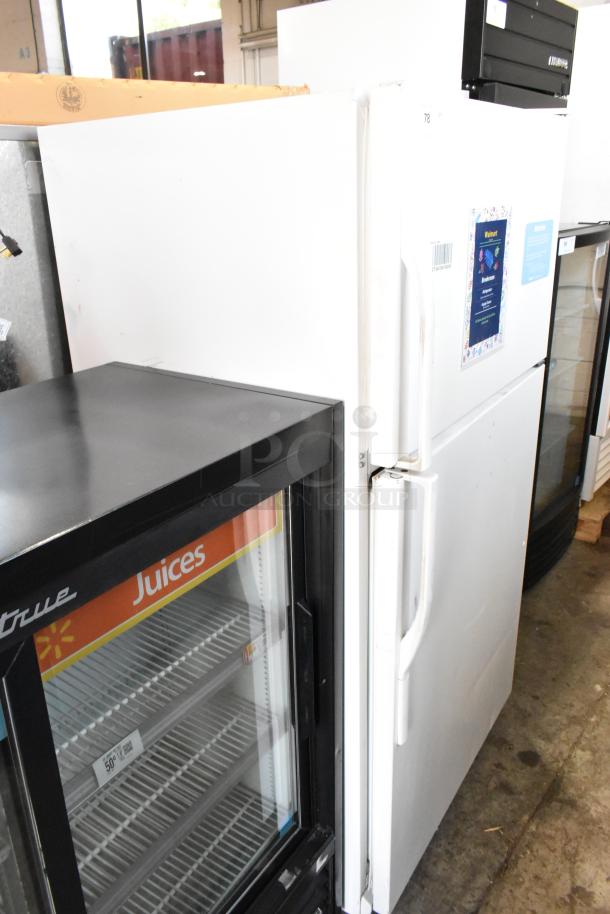 Maytag M1TXEGMYW01 metal cooler with freezer, white exterior, 115 volts, 1 phase, good condition, energy-efficient.