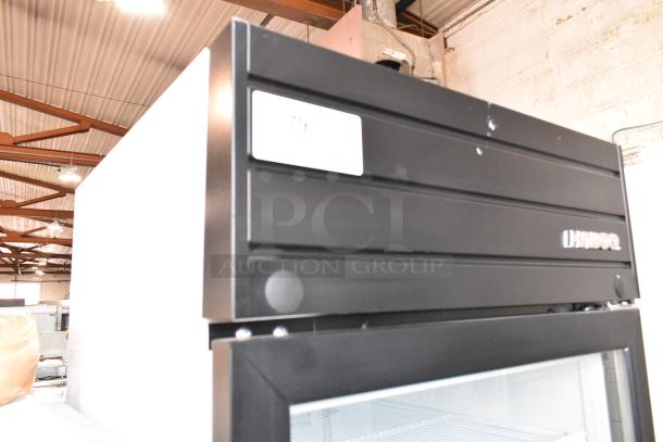 2019 Habco SE18 commercial cooler, single door, metal frame, poly coated racks, 115 volts, visible model label.