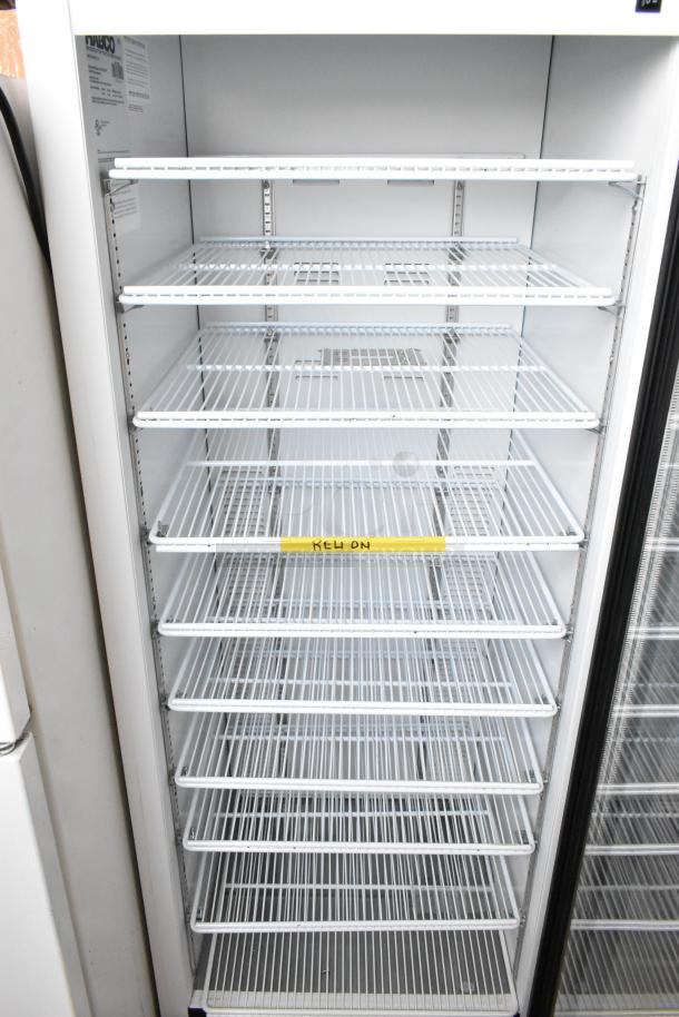 2019 Habco SE18 commercial cooler, single door, metal, poly-coated racks, 115V, 1 phase. Clean interior, visible label.