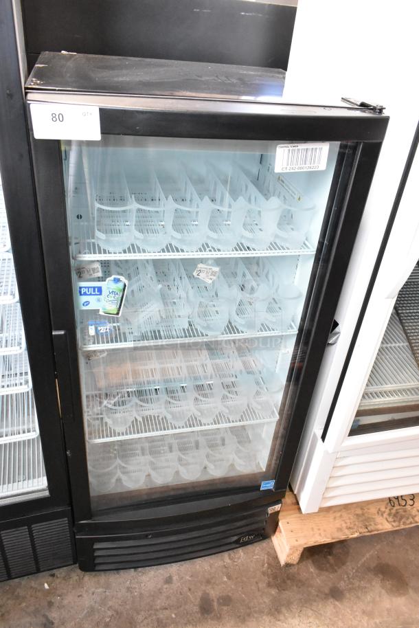 IDW G-10-F334B-HC reach-in cooler merchandiser, metal frame, single glass door, poly-coated racks, 115V, 1 phase.
