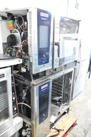 Rational iCombiPro stainless steel convection ovens, electric, 3-phase, model LM100CE.AXXXX/LM100EE.AXXXX, noted for commercial use.