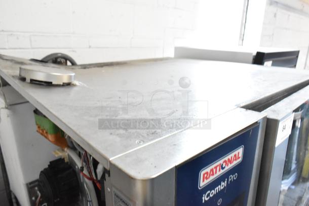 Rational iCombiPro ovens with stainless steel finish, visible logo. Electric, 440/480V, 3-phase. Slight wear on top panel.