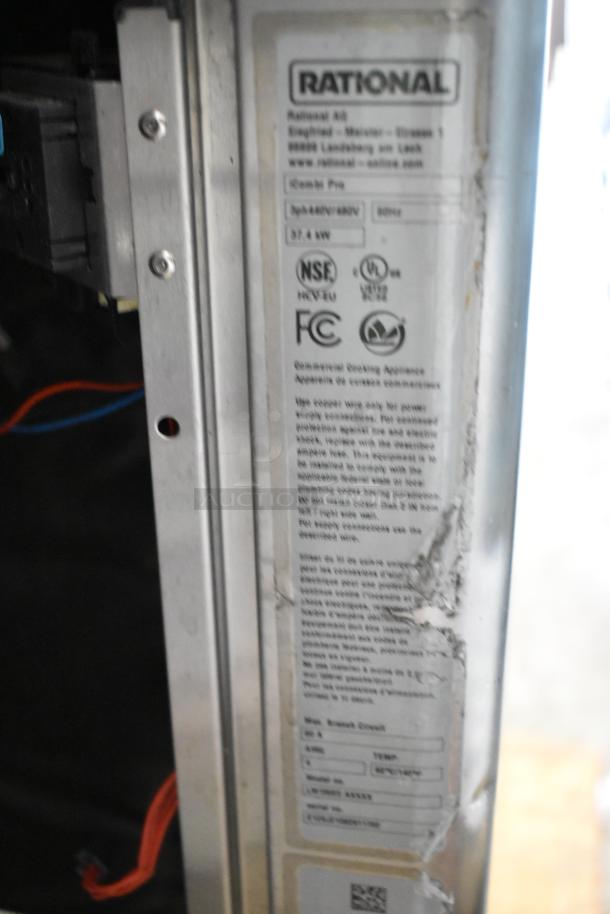 Rational LM100CE.AXXXX/LM100EE.AXXXX iCombiPro ovens, stainless steel, electric, 440/480V, 3 phase, label visible.