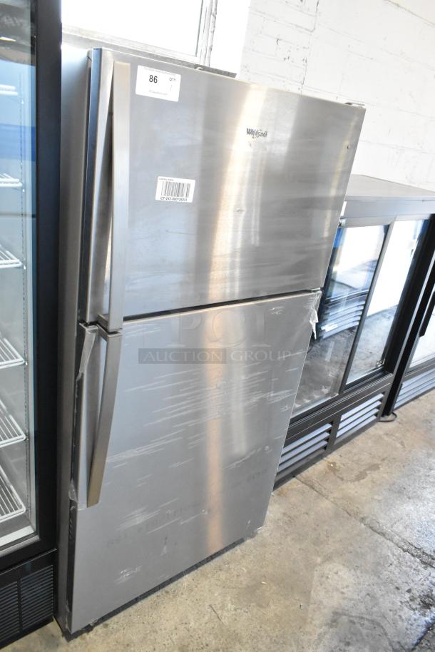 2025 Whirlpool WRT311FZDM05 stainless steel cooler with freezer. Features top freezer, 115 volts, 1 phase, good condition.