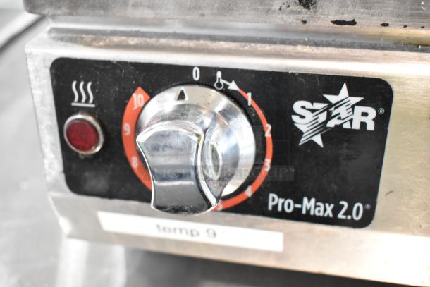 Star Pro Max 2.0 PGT14 stainless steel panini press, temperature dial, used condition, 120V, 1 phase, commercial use.