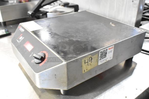 CookTek MC3000 stainless steel induction range, single burner, commercial, 208-240V, model MC3000, wear visible.