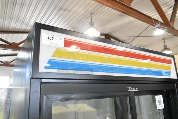 Brand new True Metal 2-door cooler merchandiser, scratch and dent, with poly-coated racks. 115 volts, 1 phase. Auction ID 107.