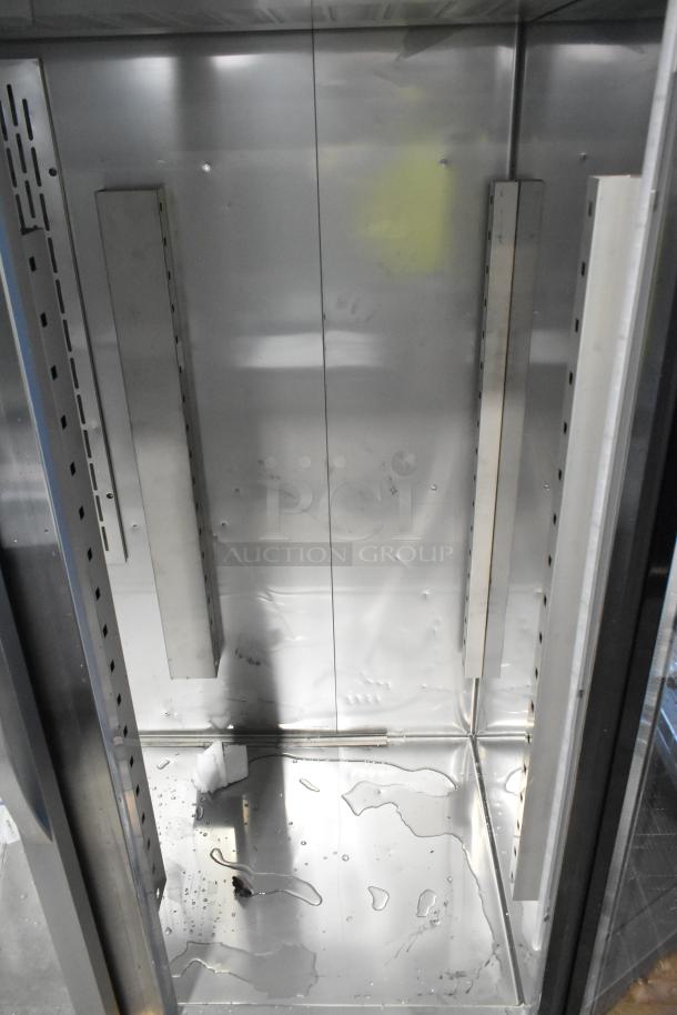 Avantco 178Z2RGHC stainless steel 2 door cooler interior, poly-coated racks, brand new with minor scratches, 115V, 1 phase.