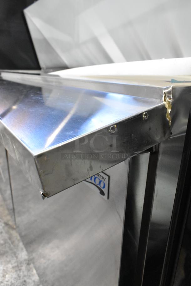 Avantco 178APT60MHC stainless steel refrigerated sandwich prep table with dent, brand new, commercial casters, 115V.