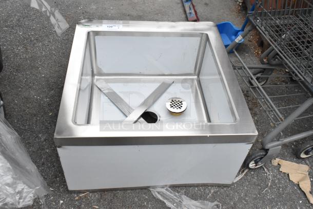 Brand new Regency 600SM242412 mop sink, 16-gauge stainless steel, notched front, 24"x24"x12" bowl, scratch and dent.