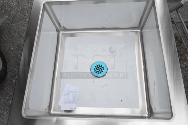 Brand new Regency 600SM242412 stainless steel mop sink, 16-gauge, notched front, 24"x24"x12" bowl, scratch and dent.