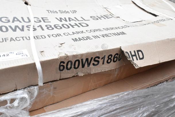 Cardboard box labeled "600WS1860HD" with visible scratches and dents. Includes stainless steel tables. Made in Vietnam.
