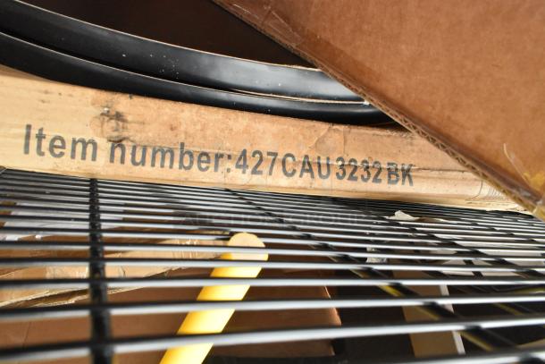 10 brand new scratch and dent items including wire shelves. Item number 427CAU3232BK visible on packaging.