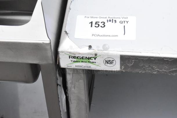 Regency 600WCH1536 36" stainless steel wall cabinet with hinged doors, scratch and dent condition, NSF certified label visible.