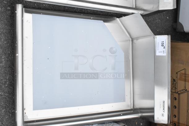 BRAND NEW Regency 600CDT24R 16 Gauge 2' Clean Dish Table with right drainboard, minor scratches. NSF certified.